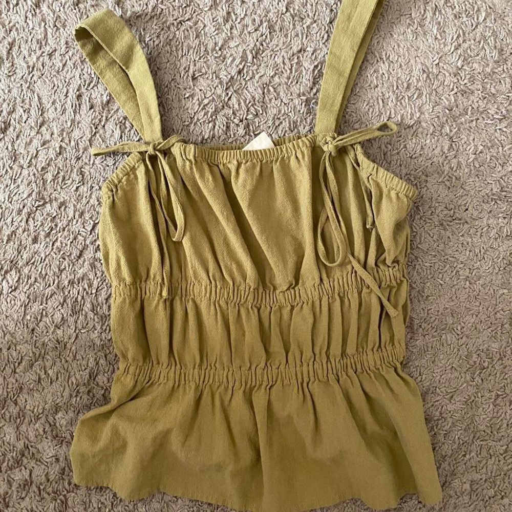 khaki green tank top